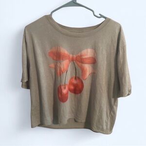 Chic Green Top with Cherry Design